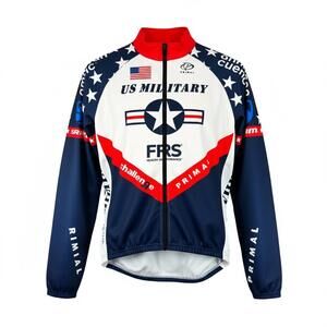Primal‎ US Military Themed Cycling Jersey Long Sleeve Size Small SMALL STAIN